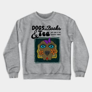 Dogs, Books and Tea Dark Green Patch Crewneck Sweatshirt